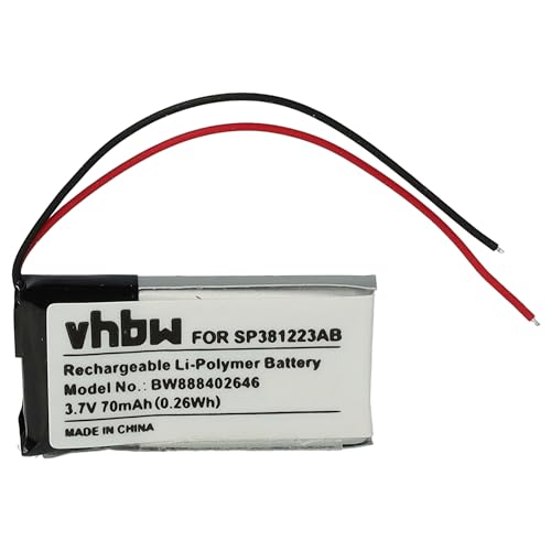 vhbw 1x batería reemplaza Samsung SP381223AB para Gafa 3D, Gafa RV (70 mAh, 3,7 V, Li Poli)