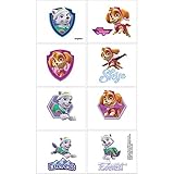 amscan 397471 Paw Patrol Girls Temporary Tattoos Birthday Party Favors Supplies, Multicolor, 2' x 1.75', 8 Ct.