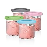 Ninja® CREAMi® Original Pints 4 Pack, Compatible with NC299AMZ & NC300s Series CREAMi® Ice Cream Makers, BPA-Free & Dishwasher Safe, Color Lids, 1 Pint Each, Clear/Grey/Lime/Pink/Aqua, XSKPLD4BCD