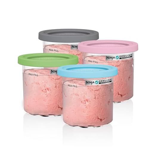 Ninja XSKPLD4BCD Pints 4 Pack, Compatible with NC299AMZ & NC300s Series Creami Ice Cream Makers, BPA-Free & Dishwasher Safe, Color Lids, 1, Clear/Grey/Lime/Pink/Acqua