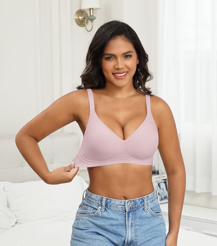 Image of Xcutting Bra for Women Wireless No Underwire Seamless Full Coverage Deep V Bralettes Everyday Comfortable Soft
