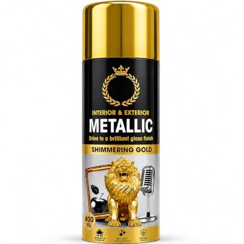 Image of 400ml Metallic Gold Spray Paint, Shimmering Gold Aerosol Paint for Interior & Exterior Surfaces, Brilliant Gloss Finish for Metal, Decorative Items, Furniture, Craft, DIY and Restoration Projects