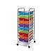 Seville Classics Rolling Utility Organizer Storage Cart, for Home Office, School, Classroom, Scrapbook, Hobby, Craft, 10 Drawer, Multicolor (Pearlized)