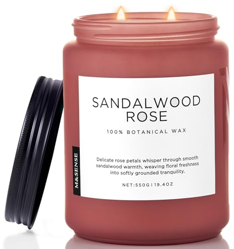M&SENSE Candele Profumate Orientale Sandalo e Rosa, candela profu...
