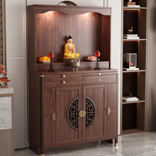 Solid Wood Shrine Altar Table with Storage, Versatile Buddhist Table