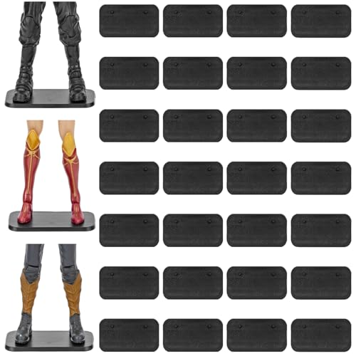 Image of 28PCS Action Figure Stand 6 Inch Display Bases with Peg Holder Accessories Compatible with Mavel Legends Series /GiJeo Classified Series /D C /Mo tu Models 1 /12 Figures, Black Square