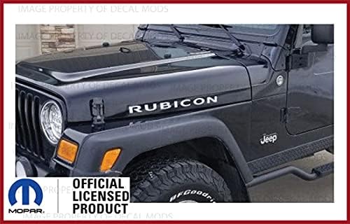 Decal Mods Rubicon Hood Decals Stickers fits Jeep Wrangler Rubicon JK (2007-2018) & TJ (1997-2006) Set of 2 [Metallic Silver] SJ4T6