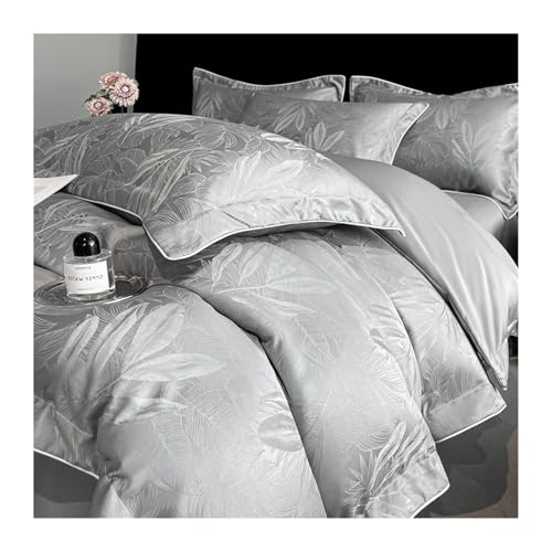 DHJKFU Juego de Funda Nórdica 4 Piezas Cama 150/180 Seda Lavada Extra Suave Funda Edredón 220x240cm 200x230cm con Sábana Encimera y Fundas de Almohada(Light Gray,200x230-245x250cm)