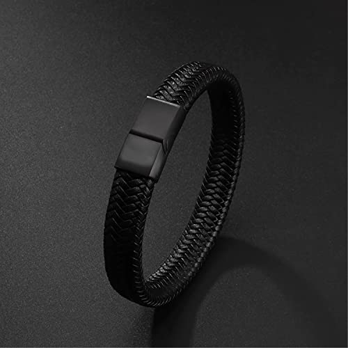 Fashion Frill Stylish Bracelet For Men Leather Bracelet Magnetic Clasp Wraparound Black Charm Bracelets For Men Boys Girls Accessories Mens Jewellery Love Gifts