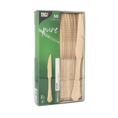 PAPSTAR Messer, Holz Pure 20,5 cm Natur Vintage 88139 Holzmesser, 500 Stück