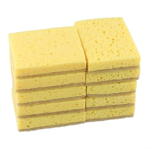 Paquete de 10 esponjas de celulosa superabsorbentes, ecológicas, biodegradables y compostables, con exfoliante, 8 x 6 x 2 cm (10 unidades)