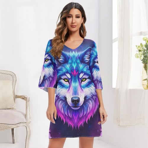 Robe d'été pour femme Cool Wolf imprimée en mousseline violette - 6