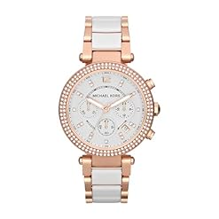 Michael Kors Parker Watch für Damen, Quarz-Chronographenwerk mit Edelstahl- oder PVC-Armband