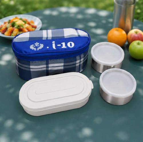 Image of Insulated Lunch Box Set with 2 Stainless Steel Containers & Leakproof Lunch Box | Reusable Lunch Bag with Zipper | Portable Tiffin Box for Office, School, College & Travel