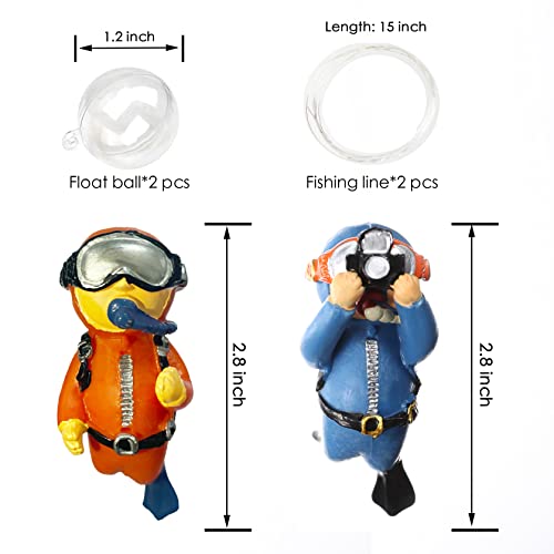 image for SUPTEC 2-Pack Floating Fish Tank Decorations Little Diver Aquarium Dec