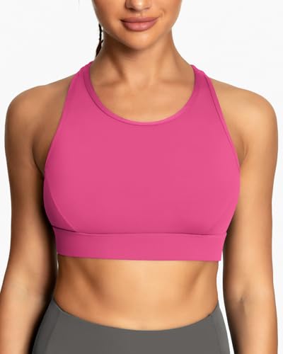 Image of QUEENIEKE BareFlow Women's Sports Bras with Phone Pocket Medium Impact Padded Racerback Workout Gym Crop Top Running Yoga Bra