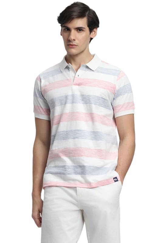 Image of Dennis Lingo Men's Blue Cotton Polo Neck Tshirt, Regular Fit Half Sleeve