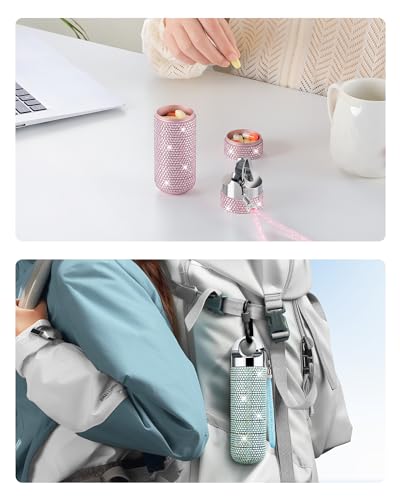 Image of Zannaki Metal Bling Pill Organizer, Travel Waterproof Weekly Pill Box, Portable Large Aluminum Alloy Pill Case Container, BPA Free 7 Day Daily Medicine Organizer Holder for Vitamin,Fish Oil,Supplement