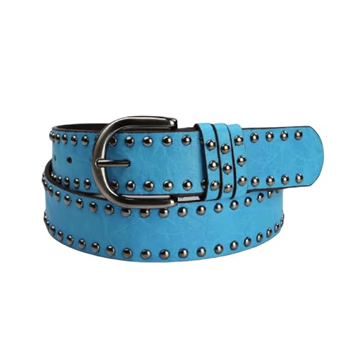 AIBEARTY Punk Style PU Leather Rivet Waist Belts Retro Gothic Studded Pin Buckle Waistband for Women Men Jeans Pants