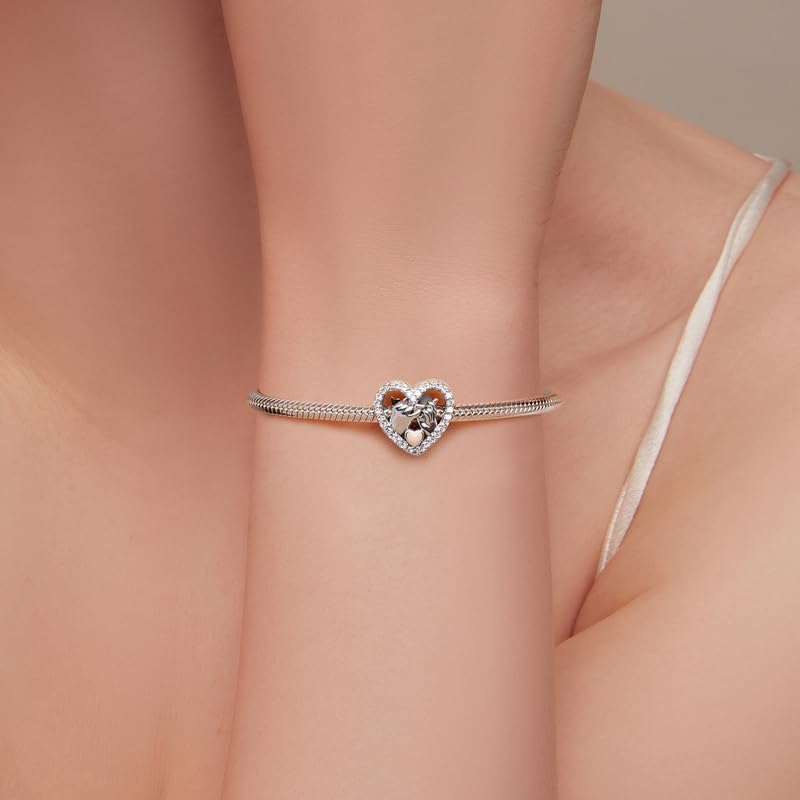 VOROCO 925 Sterling Silver Love Heart Charm for Charm Bracelet, Christmas Mother's Day Birthday Perfect Jewelry Gifts for Mom Grandma Daughter Friend Sister - Image 3