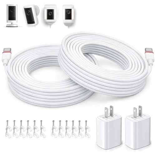 LFFW 20FT Power Cord and Adapter for Ring Outdoor Cam/Spotlight