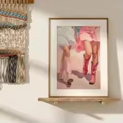 Peinture de cow-boy rose XINBAO affiche sur toile 60x80 cm avec cadre