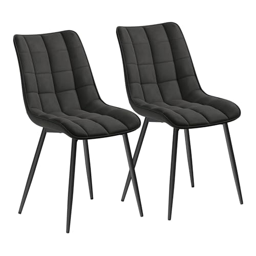 WOLTU Esszimmerstühle 2er Set, für Wohnzimmer Küche Esszimmer, Küchenstühle gepolstert mit Rückenlehne, Sitzfläche aus Stoffbezug, mit Metallbeinen, bis 150 kg belastbar, Anthrazit
