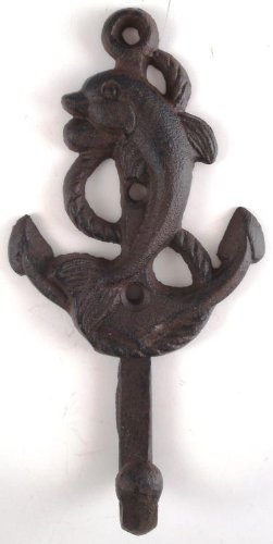 Lighthouse Dolphin Anchor Starfish Seahorse Shell Cast Iron Nautical Hooks Set - Image 4