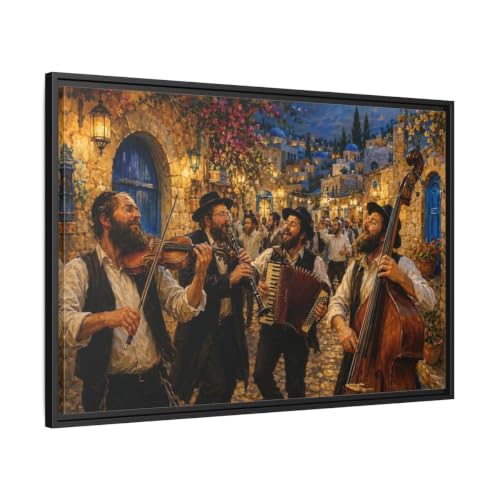 Musiciens Klezmer art juif sur grand canvas horizontal pour salon cosy