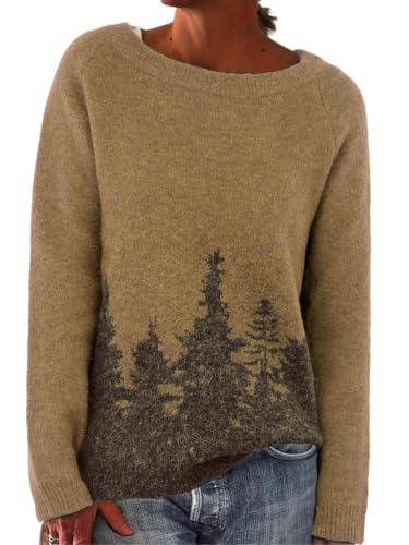 ONLYSTORY Womens Fair Isle Sweaters Fall Winter Trendy Vintage Sweater Seniors Crewneck Knit Wool Pullover Tops 2025 Yellow XL