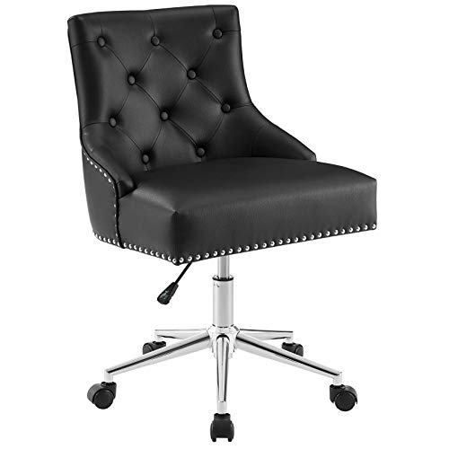 Modway Regent Tufted Button Faux Leather Swivel Office Chair With Nailhead Trim In Black #TOP3