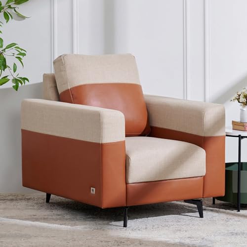 Image of Home Centre 1 Seater Andes Fabric Sofa| Fabric Sofa| (Brown) |Two Year Warranty