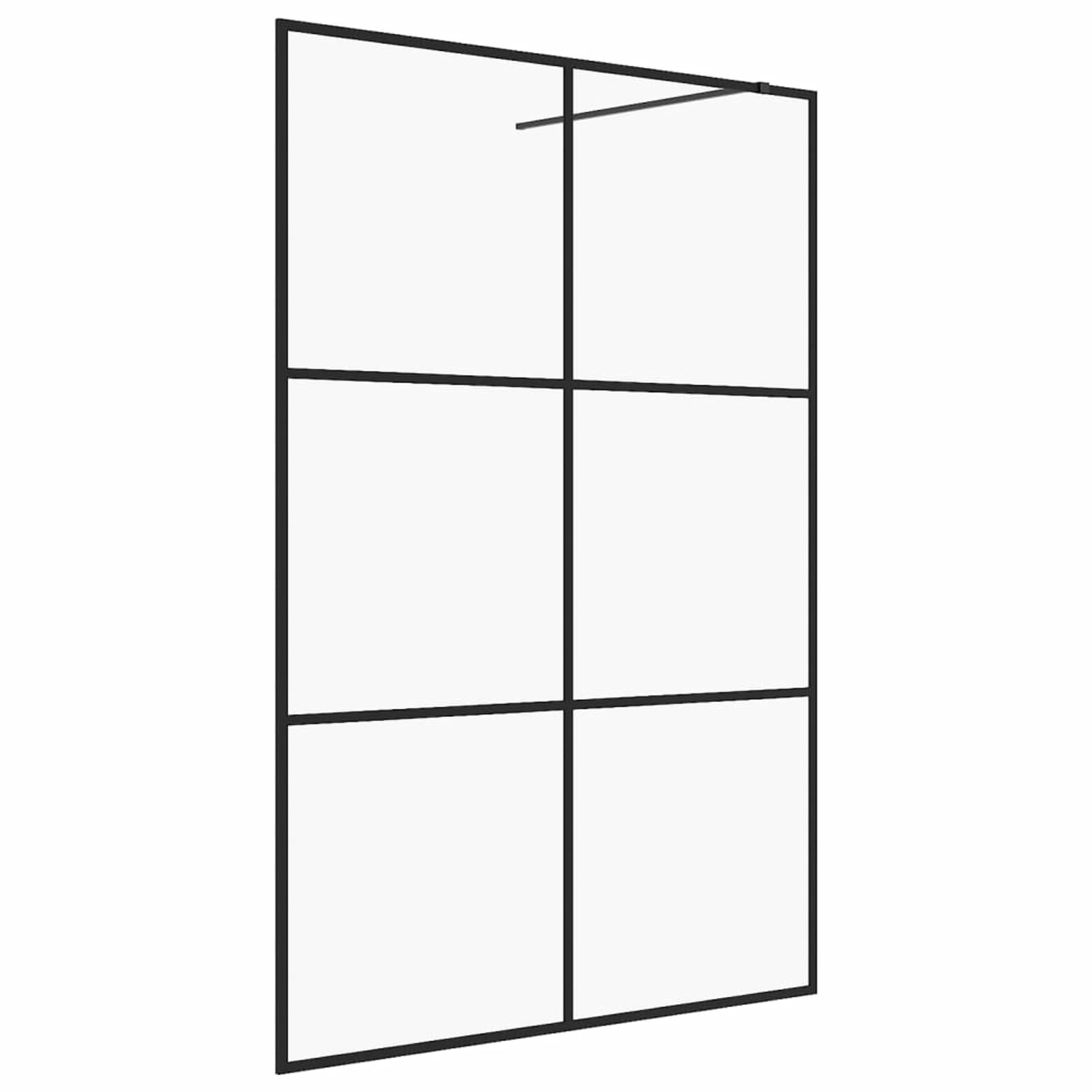 IKAYAA Mampara Ducha Fija 140 x 195 cm -Panel Pantalla Fijo Ducha - Mamparas de Ducha Fija con Vidrio ESG 5 mm - Mampara Fija Transparente Negro-Transparente