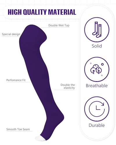 Image of Panitay 2 Pairs Over The Knee Baseball Socks High Football Softball Socks Sport Extra Long for Boys Girls Youth Women Men