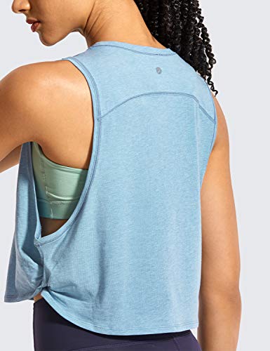 Image of CRZ YOGA Pima Cotton Dropped Armhole Tank | Workout, Naturally Soft, Loose Fit, Crop, Crewneck, Knotted Sides, Sleeveless Tops for Women
