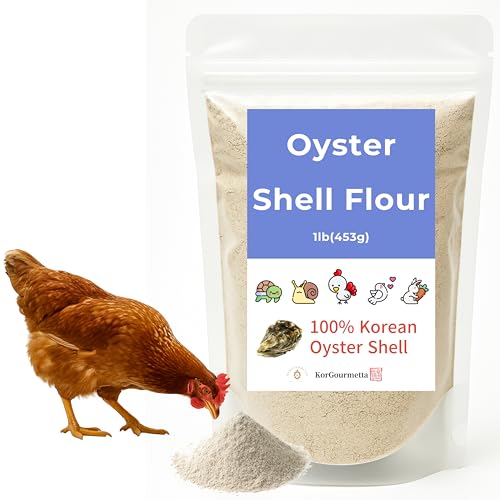 KorGourmetta | Oyster Shell Flour 4.4lb – Finely Ground Calcium Material for Chickens, Ducks, Birds, Reptiles, Amphibians, and More – Crushed Oyster Shell Alternative | 굴껍질가루 (1lb)