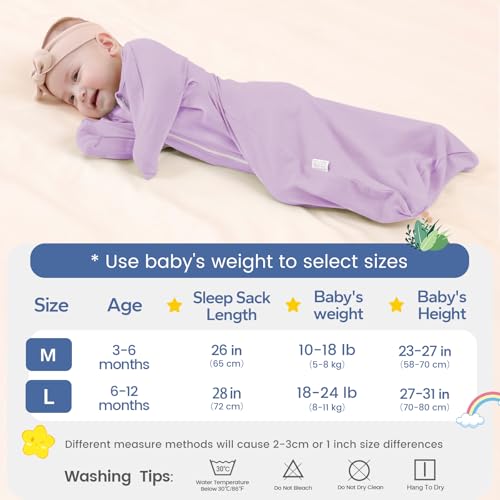 Image of ZIGJOY Swaddle Sleep Sack 6-12 Months, 1.0 Tog Cotton Baby Swaddle Blanket | 100% Cotton - Soft & Breathable & Non-shrink, 2-way Zipper for Easy Diaper Changes, Long Sleeves Allow Self-soothing