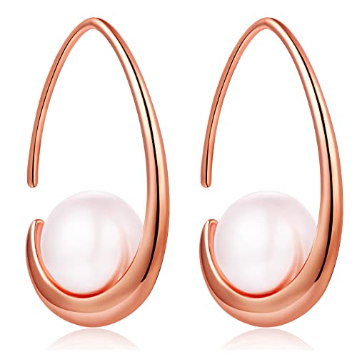 Perlas Pendientes de oro rosa, Pendientes mujer Plata Pendientes perla mujer Pendientes Colgante perla Cover