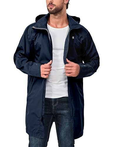 Little Donkey Andy Herren Wasserdicht Leicht Langer Regenjacke Blau S