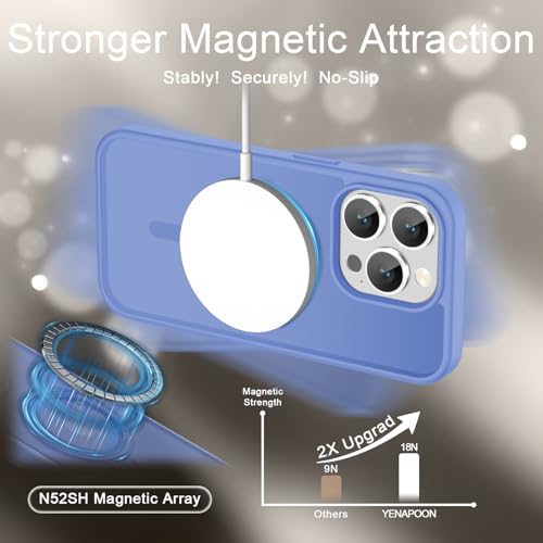 Image of YENAPOON for iPhone 15 Pro Case, Matte Magnetic Phone Cover [with 1 Screen Protector] [Support for MagSafe] [Shockproof Military Grade Protection] Translucent Frosted Back, Purple