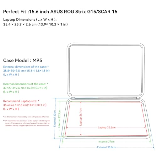 Smatree Hard EVA Protective Sleeve Case Compatible for 15.6 inch ASUS ROG Strix Scar 15 (2022) G533 - Image 2
