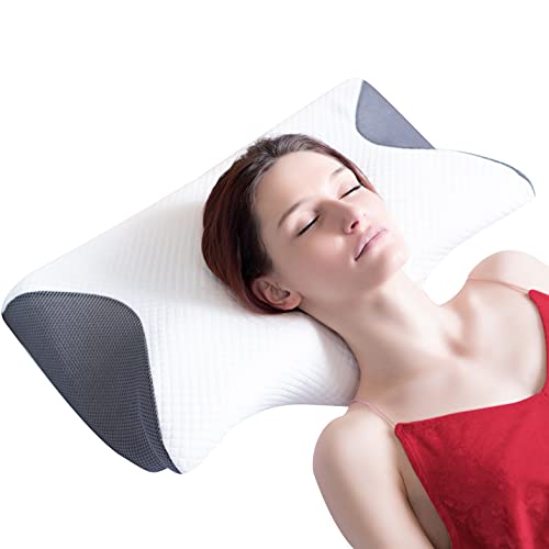 Cervical Pillow for Neck Pain, Contour Memory Foam Neck Pillow, Orthopedic & Ergonomic Side Sleeping Pillows, Can Help with Neck And Shoulder Pain Relief, Detachable Pillowcase Protection with Zipper