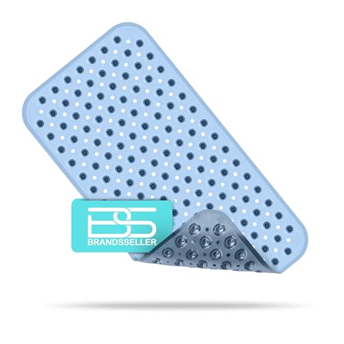 Brandsseller - Tappetino per Vasca da Bagno 70x38cm Anti Slip con Ventosa Trasparente/Blu