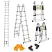 Produktbild Finether 5M Teleskopleiter Klappleiter ausziehbare Leiter Aluleiter Mehrzweckleiter Ausziehleiter Stehleiter Anlegeleiter aus hochwertigem Alu Teleskop-Design 150 kg Belastbarkeit