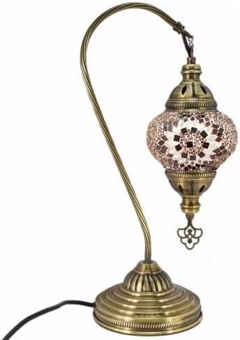 Handmade Bronze Turkish Moroccan Arabian Eastern Bohemian Tiffany Style Glass Mosaic Beautiful Table Desk Lamp Lamps Home Decor
