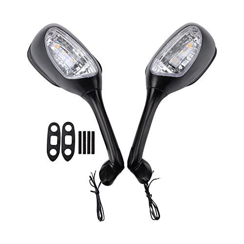 GOOFIT rétroviseur Universel LED Clignotant Noir Paire de Remplacement pour Suzuki GSXR1000 2005-2008 Suzuki GSXR600 / 750 2006-2012