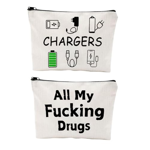 Mamarmot 2Pack Pill Medicine Drug Bag Charger Cable Zipper Organizer Pouch Bags Case Toiletry Case Multifunction Pouch First Aid Kit Health Gifts Small Cotton Pouch for Patient Women Girls Friend (B)