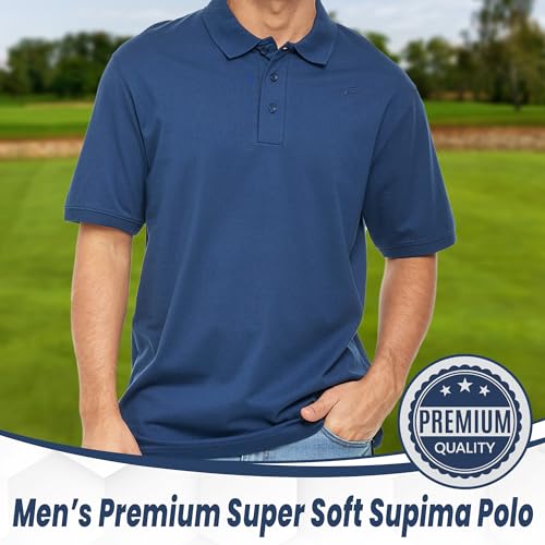 Polo BAAZ para hombre de algodón Supima con mangas al codo acanaladas miniatura 2
