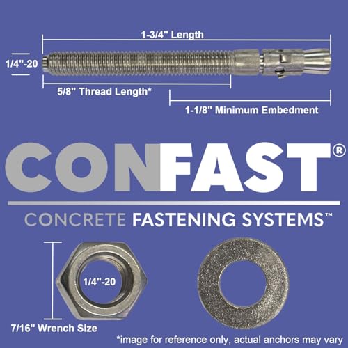 Image of CONFAST 1 /4 inch x 1-3 /4 inch Stainless Steel Wedge Anchor (100 per Box)