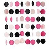 Hot Pink Black Iridescent Glitter Paper Garland Circle Dot Streamer Party Banner for Minnie Themed B